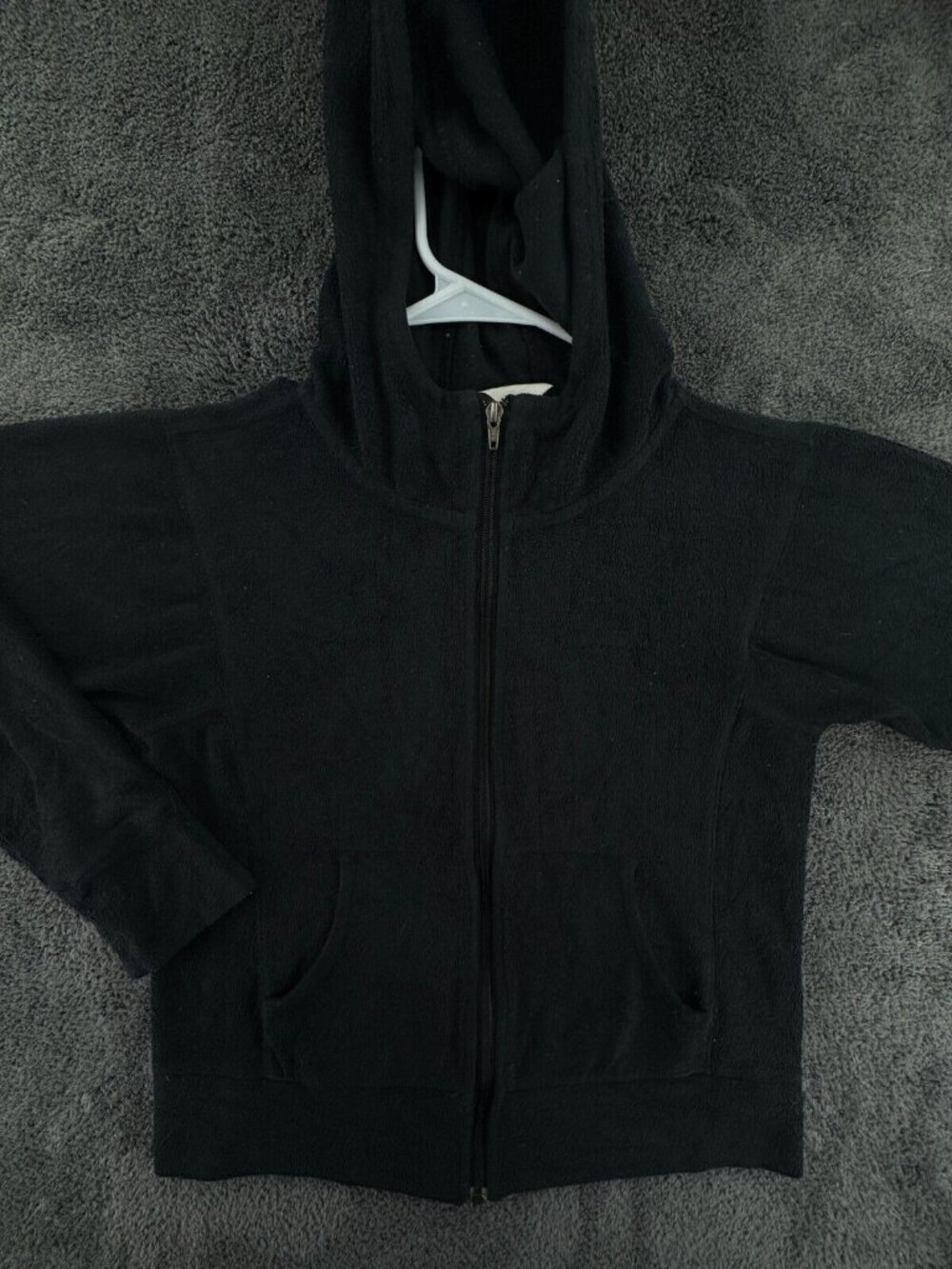 Patagonia Adult Women Jacket Small Black Hooded Full Zip Fleece W/ Pockets